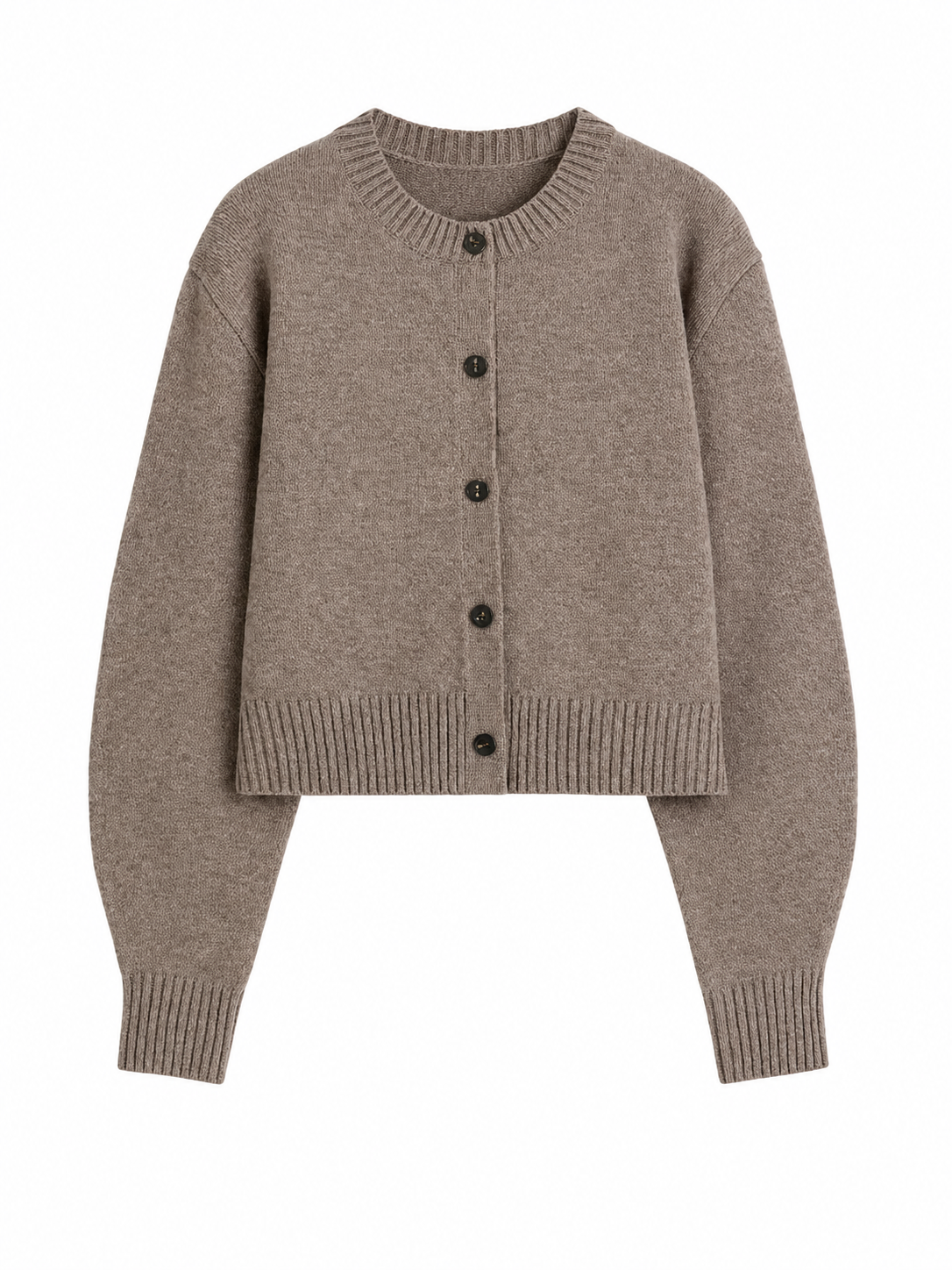 Heather Taupe Boxy Cropped Knit Cardigan