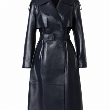 Navy Blue Belted Longline Trench Coat
