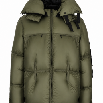 Olive Green Quilted Puffer Jacket with Hood
