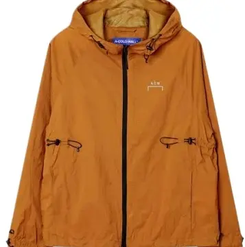 Burnt Orange Hooded Windbreaker with Toggle Drawcords