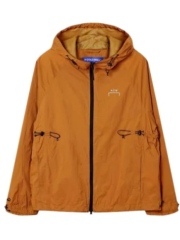 Burnt Orange Hooded Windbreaker with Toggle Drawcords