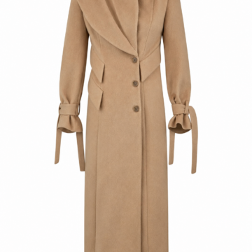 Camel Draped Collar Longline Coat